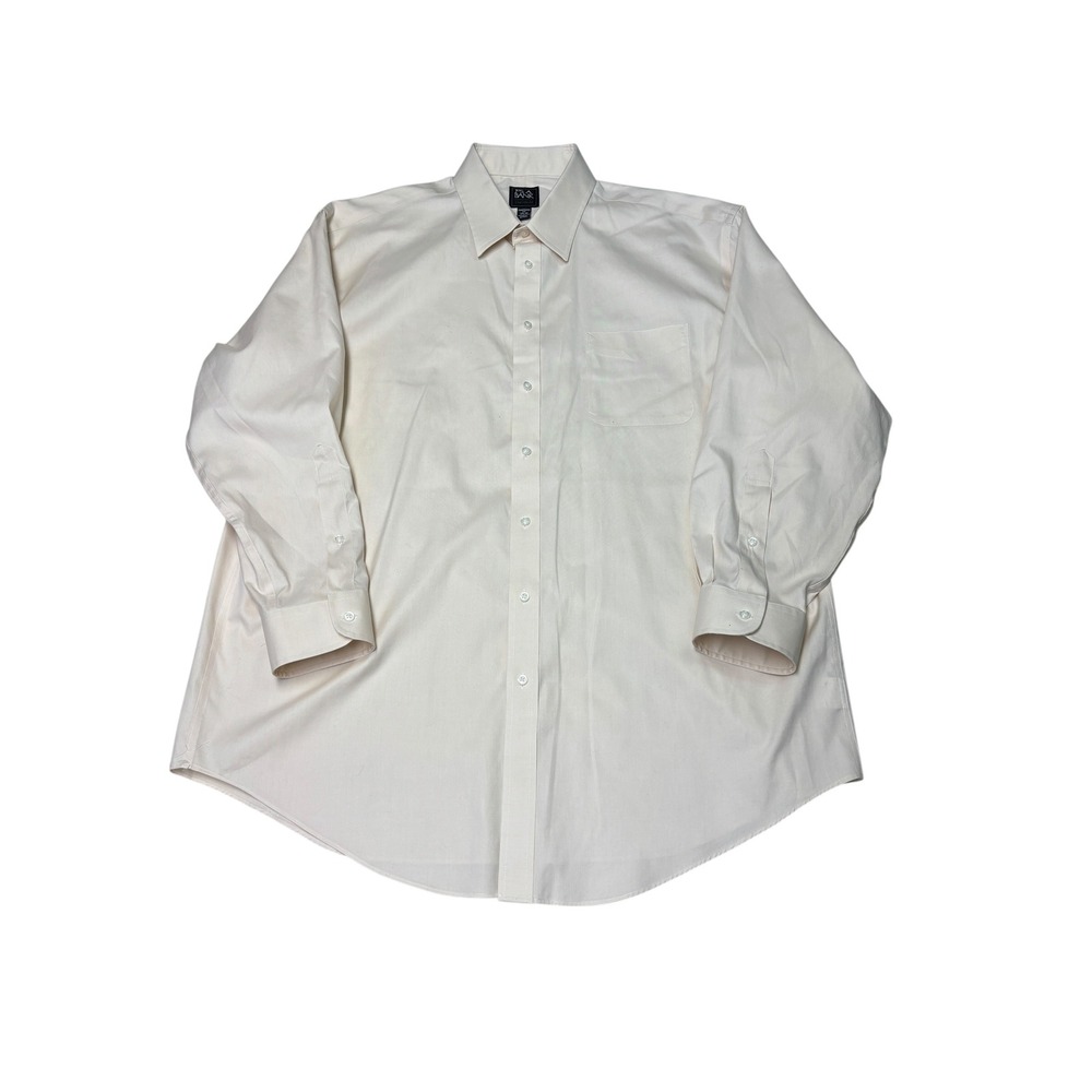 Jos. A. Bank Traveler Dress Shirt Mens 17.5-33 Traditional Fit Cream Cotton